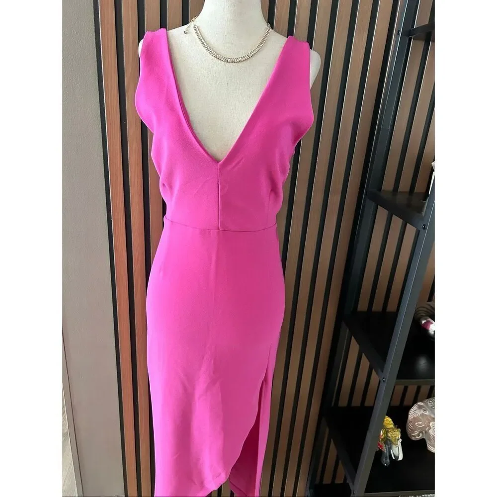 Abercrombie and fitch pink long dress with cut out up  sexy size large NEW